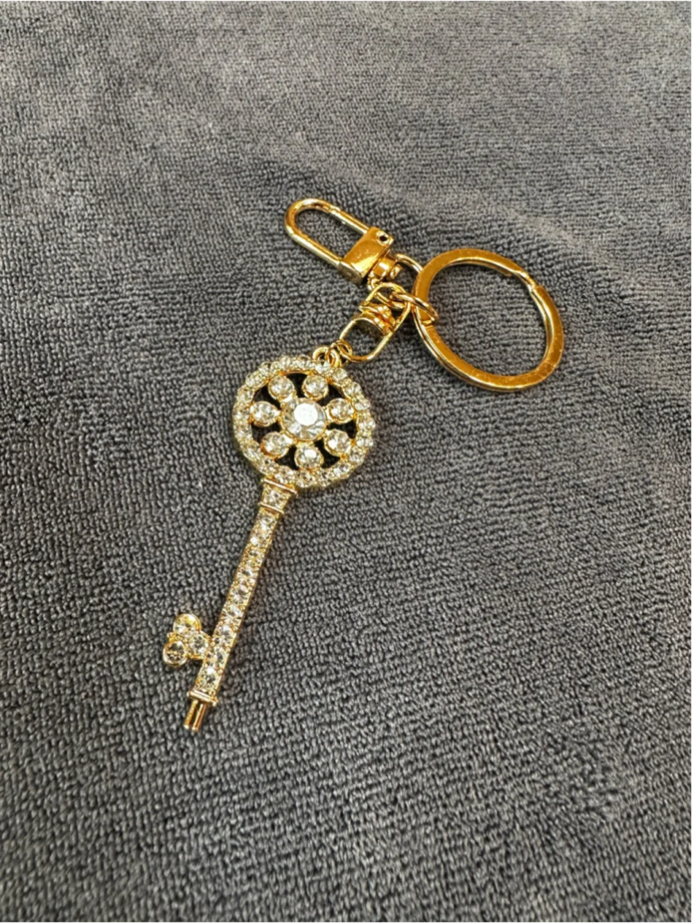 Unbranded Gold Rhinestone Key Keychain